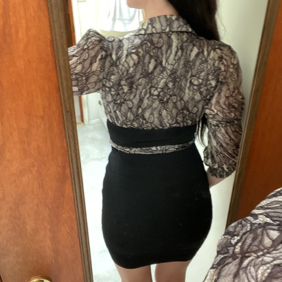 💌[ Bebe ] Silk Bandage Flowy Top Dress - Picture 15 of 16